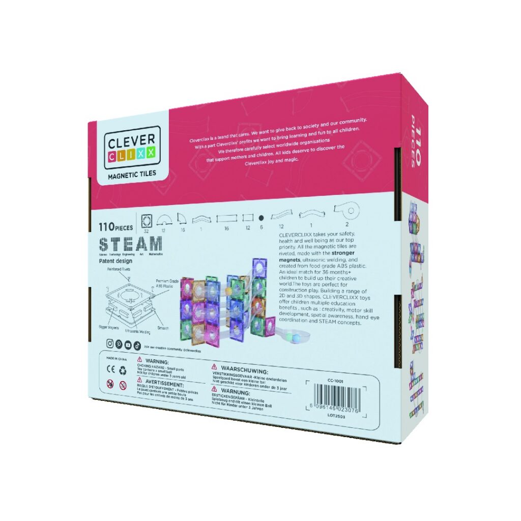 Circuit pastel cu bile 110 piese Cleverclixx