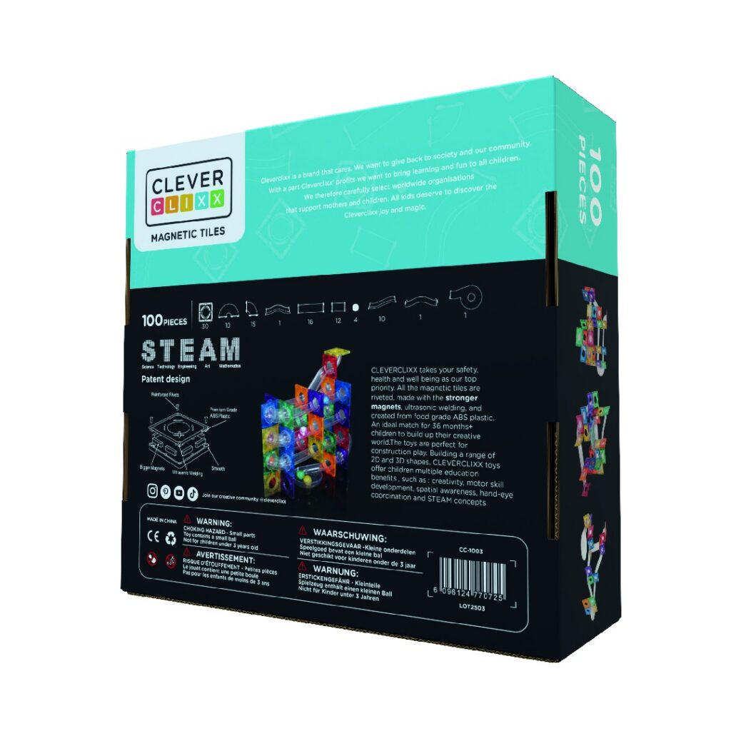 Circuit cu bile luminoase 100 piese Cleverclixx