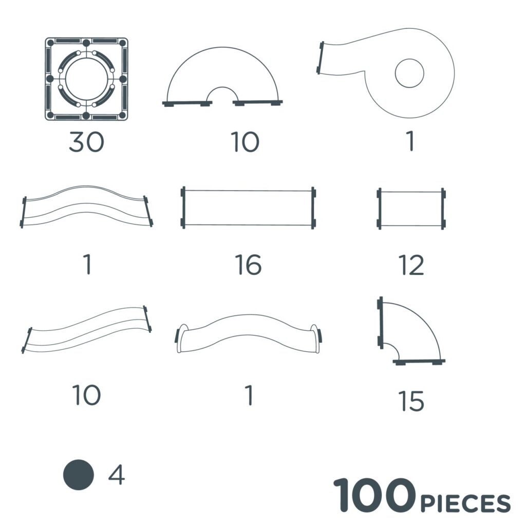 Circuit cu bile luminoase 100 piese Cleverclixx