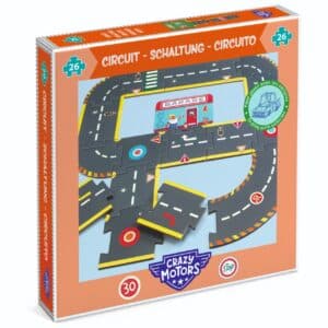Puzzle circuit de curse gigant Djeco cu 26 piese pentru trasee si creativitate