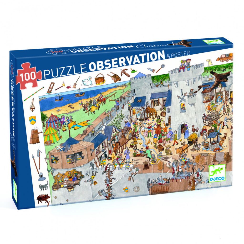 Puzzle observație Fortăreața Djeco 100 piese cu poster inclus