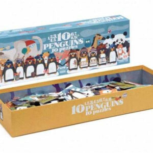 Puzzle numere 1-10 pinguini Londji pentru învățarea număratului